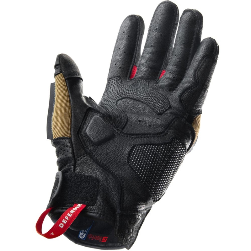 Guantes de moto Rebelhorn Defender color arena, negro y rojo