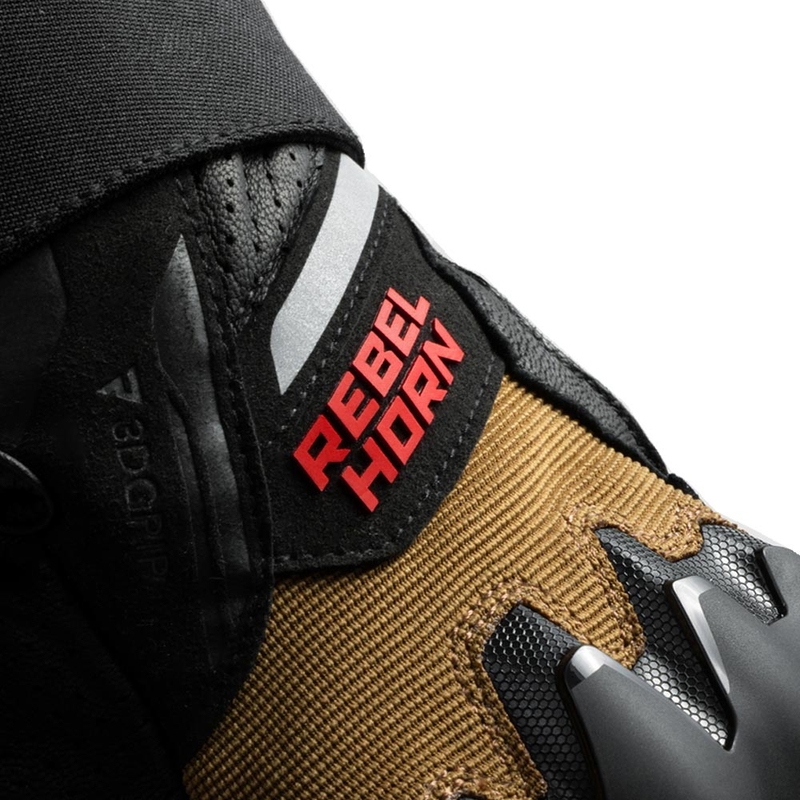 Guantes de moto Rebelhorn Defender color arena, negro y rojo