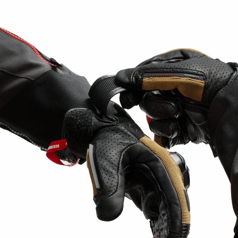Guantes de moto Rebelhorn Defender color arena, negro y rojo