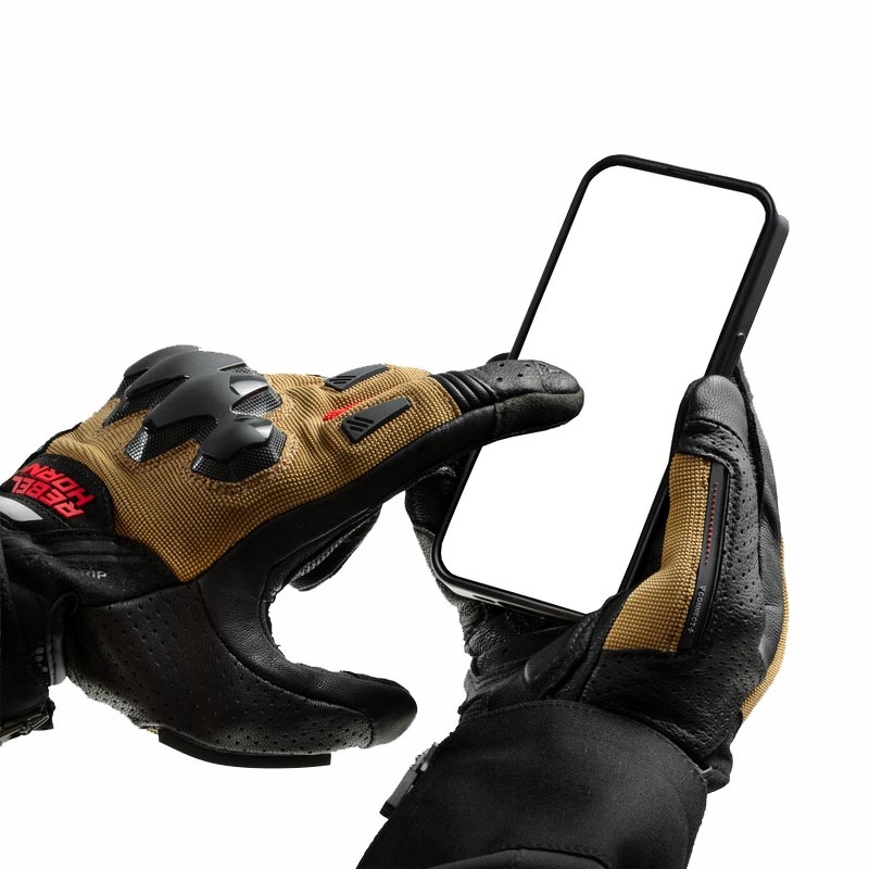 Guantes de moto Rebelhorn Defender color arena, negro y rojo