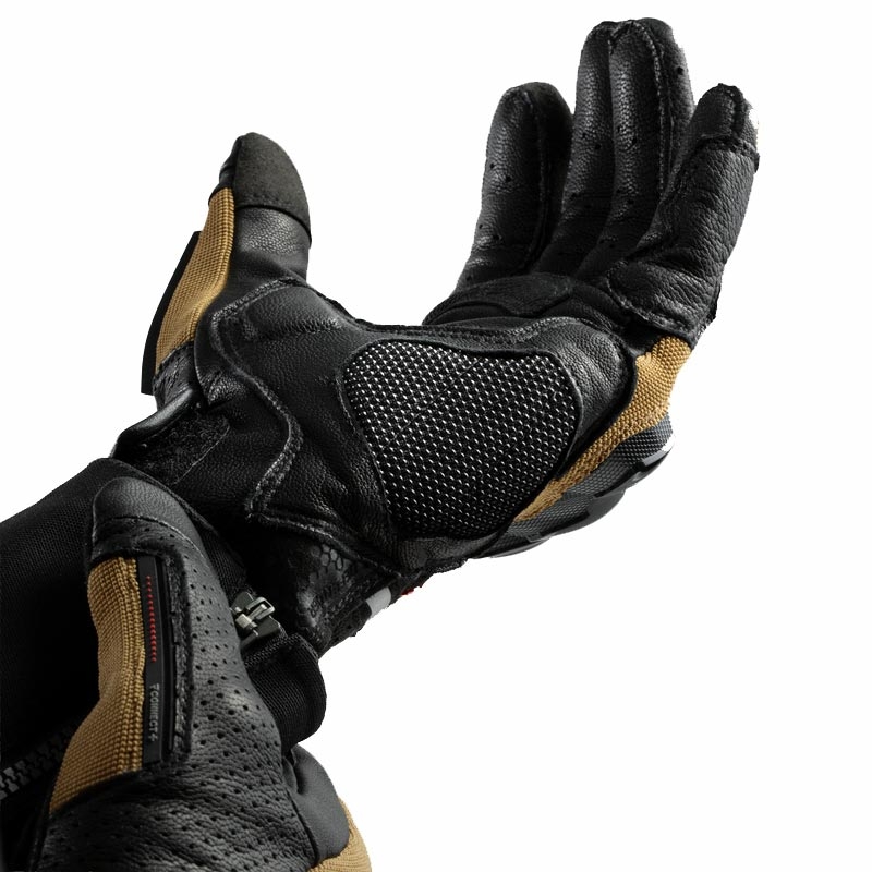 Guantes de moto Rebelhorn Defender color arena, negro y rojo