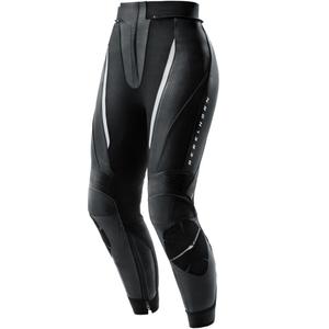 Pantalones de moto de cuero para mujer Rebelhorn Diva negro-blanco