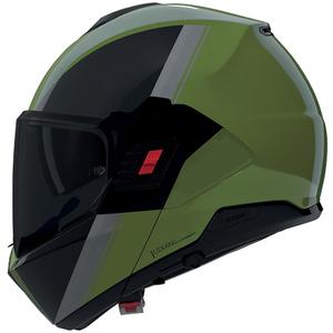 Casco de moto abatible Nolan N120-1 Verniciatura Speciale N-COM 354 verde-negro-gris brillante