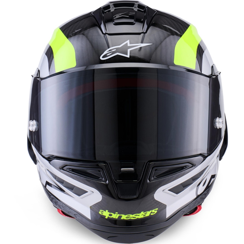 Casco integral de moto Alpinestars Supertech R10 Arius negro-amarillo fluorescente-blanco