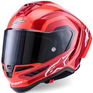 Casco integral de moto Alpinestars Supertech R10 Arius en rojo fluorescente, rojo, negro y blanco
