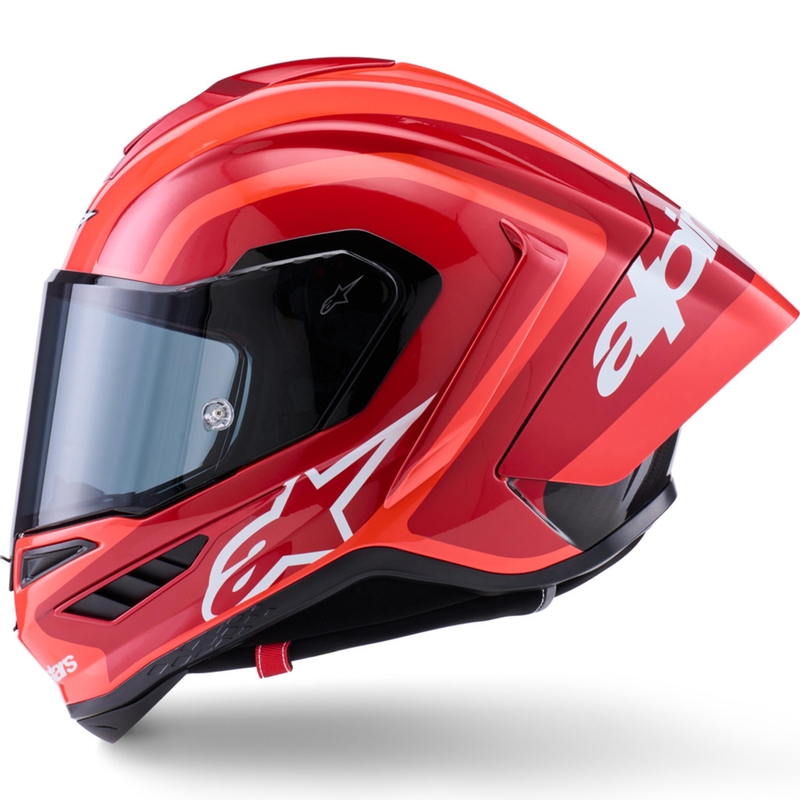 Casco integral de moto Alpinestars Supertech R10 Arius en rojo fluorescente, rojo, negro y blanco