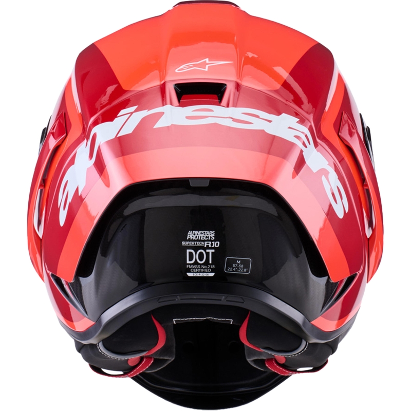 Casco integral de moto Alpinestars Supertech R10 Arius en rojo fluorescente, rojo, negro y blanco