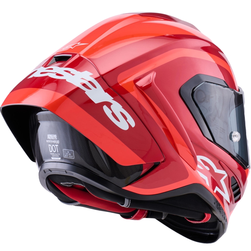 Casco integral de moto Alpinestars Supertech R10 Arius en rojo fluorescente, rojo, negro y blanco
