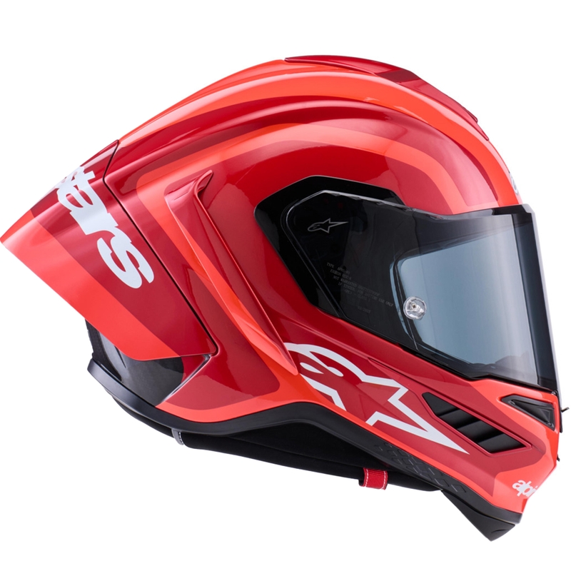 Casco integral de moto Alpinestars Supertech R10 Arius en rojo fluorescente, rojo, negro y blanco