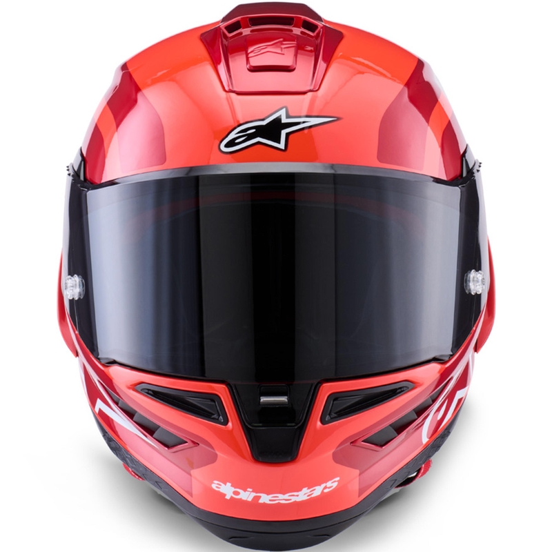 Casco integral de moto Alpinestars Supertech R10 Arius en rojo fluorescente, rojo, negro y blanco
