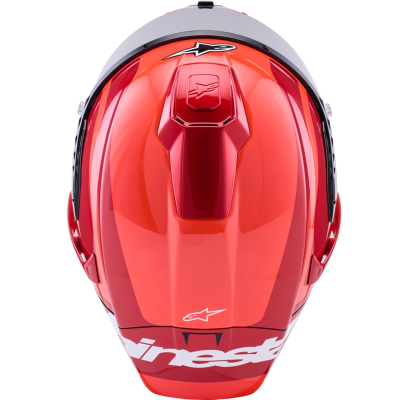 Casco integral de moto Alpinestars Supertech R10 Arius en rojo fluorescente, rojo, negro y blanco