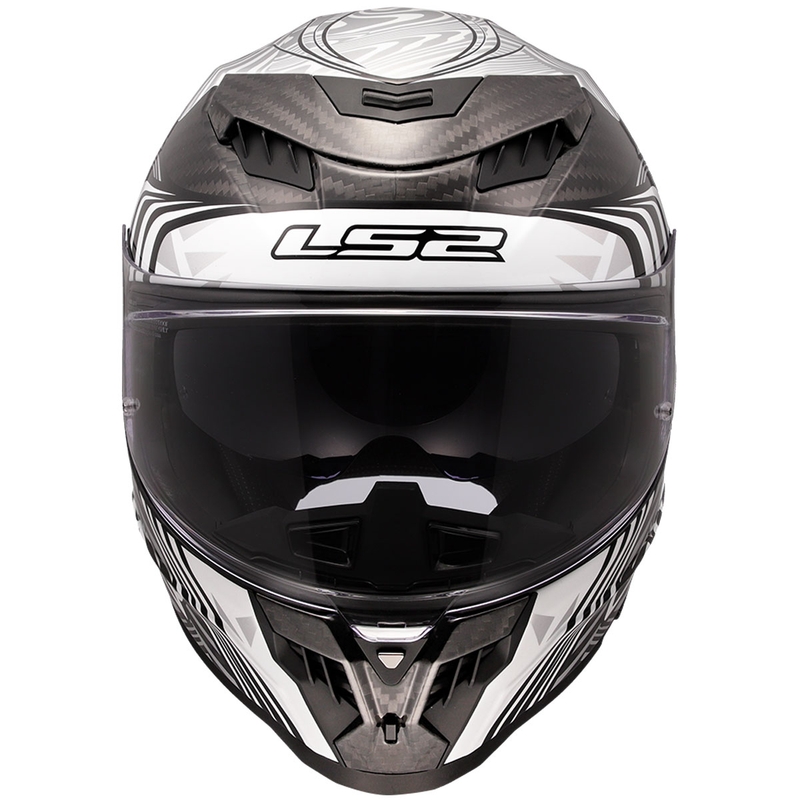 Casco integral de motocicleta LS2 FF807 Dragon Carbon Enthum, color plata brillante