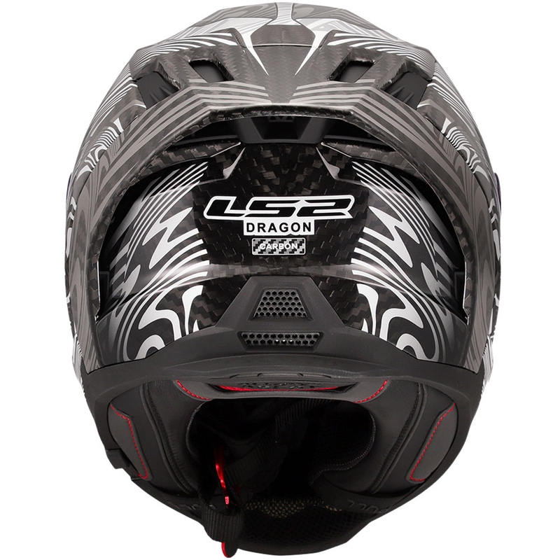 Casco integral de motocicleta LS2 FF807 Dragon Carbon Enthum, color plata brillante
