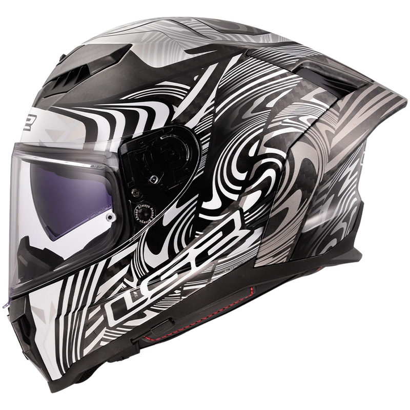 Casco integral de motocicleta LS2 FF807 Dragon Carbon Enthum, color plata brillante