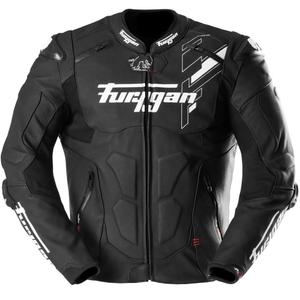 Chaqueta de moto de cuero Furygan Raptor Evo 3 en blanco y negro.