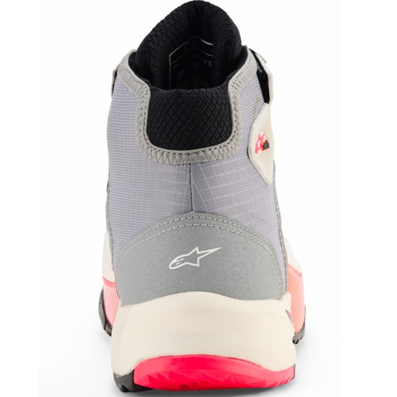 Botas de moto Alpinestars Stella CR-X Drystar para mujer en blanco, gris claro, negro y rosa fluorescente