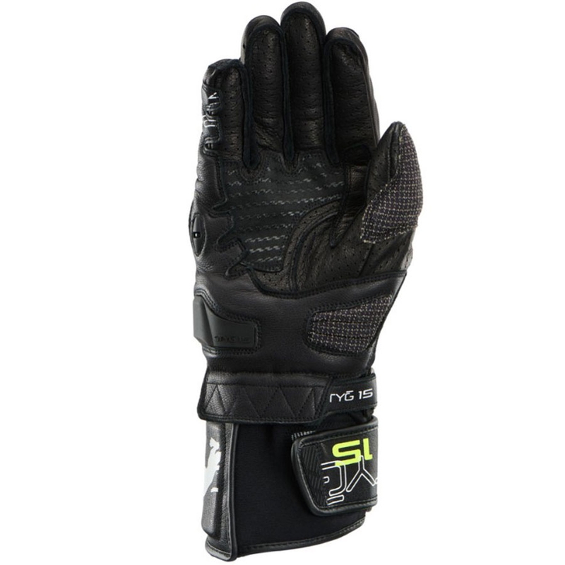 Guantes de moto ventilados Furygan STYG 15 en negro, blanco y amarillo fluorescente