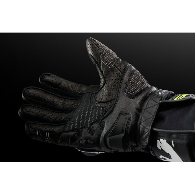 Guantes de moto ventilados Furygan STYG 15 en negro, blanco y amarillo fluorescente