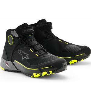 Botas de moto Alpinestars CR-X Drystar negro-gris oscuro-amarillo flúor
