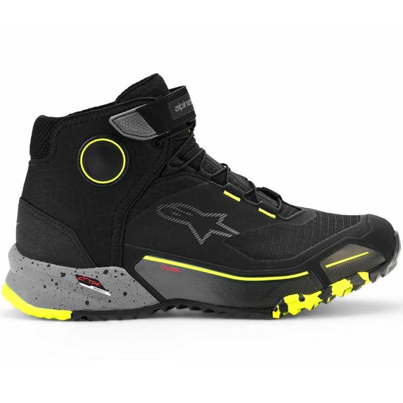 Botas de moto Alpinestars CR-X Drystar negro-gris oscuro-amarillo flúor