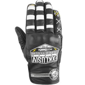 Guantes de moto Iron Glitch exclusivos de NOX, color negro y blanco