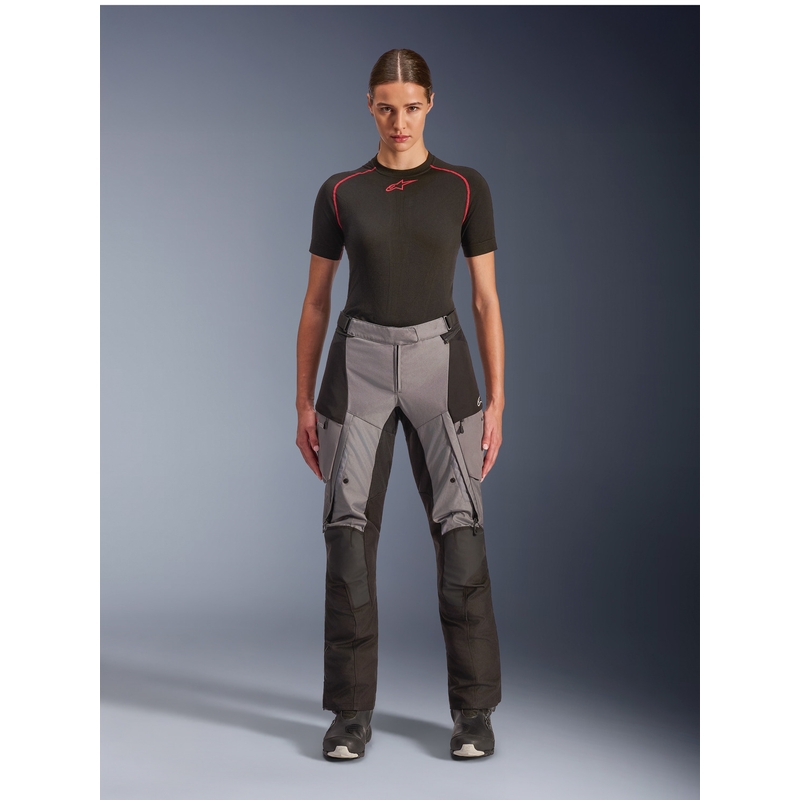 Pantalones de moto Alpinestars Stella Andes V4 Drystar para mujer, color negro y gris oscuro