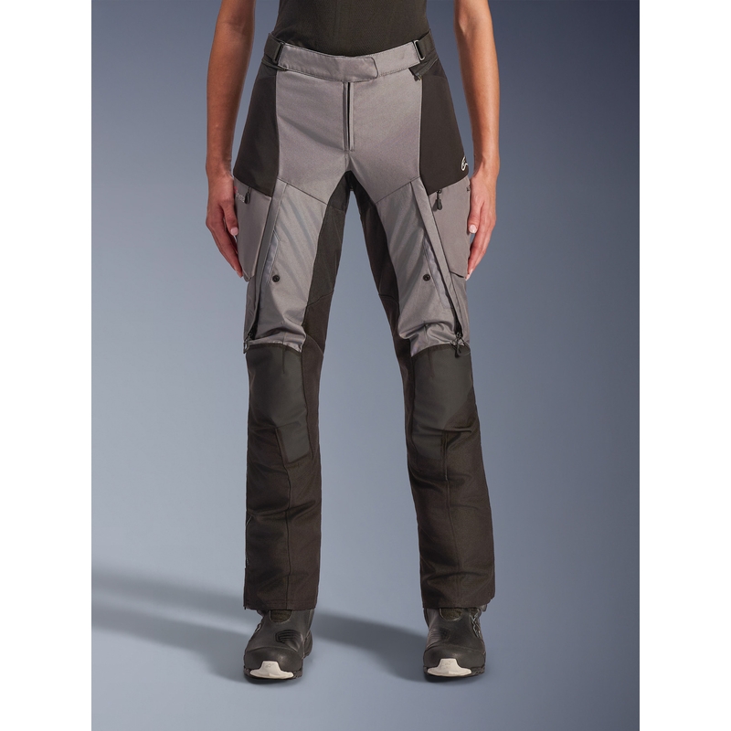 Pantalones de moto Alpinestars Stella Andes V4 Drystar para mujer, color negro y gris oscuro