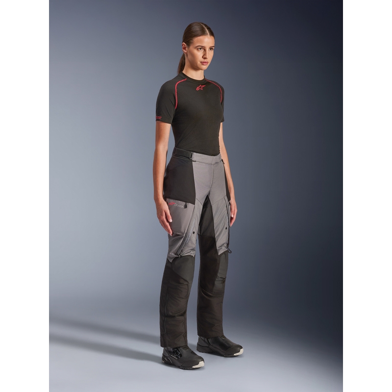 Pantalones de moto Alpinestars Stella Andes V4 Drystar para mujer, color negro y gris oscuro