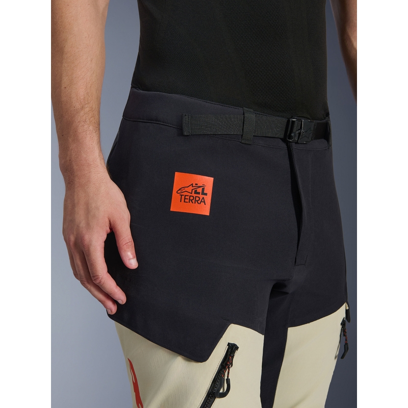 Pantalones de moto Alpinestars Halo PRO Drystar XF color crema, negro y rojo