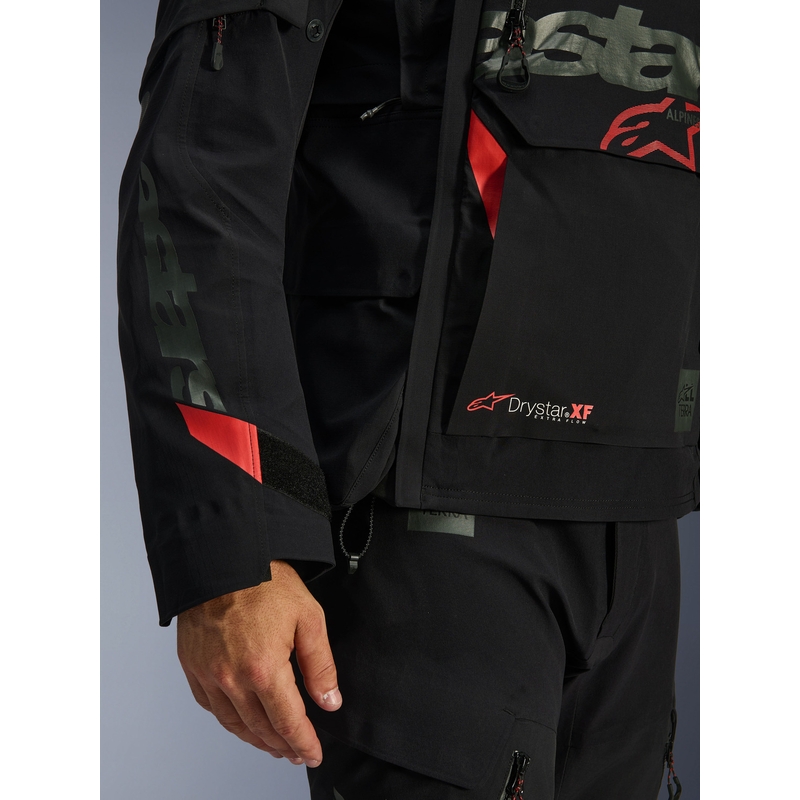 Chaqueta de moto Alpinestars Halo PRO Drystar XF negro-gris oscuro-rojo