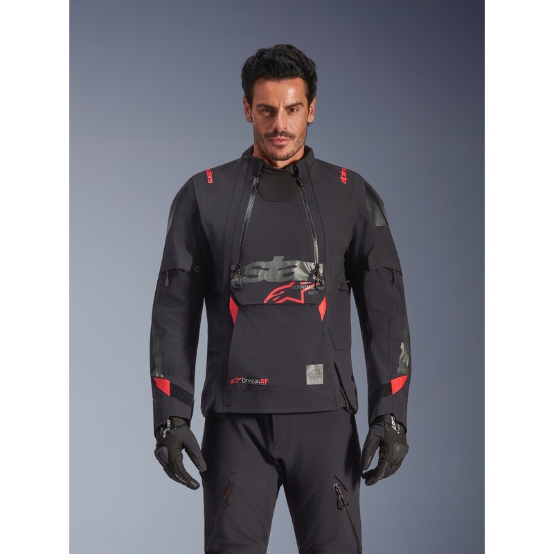 Chaqueta de moto Alpinestars Halo PRO Drystar XF negro-gris oscuro-rojo