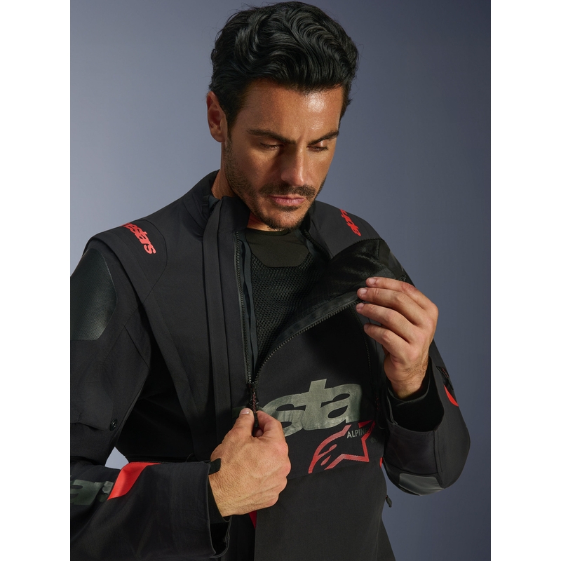 Chaqueta de moto Alpinestars Halo PRO Drystar XF negro-gris oscuro-rojo