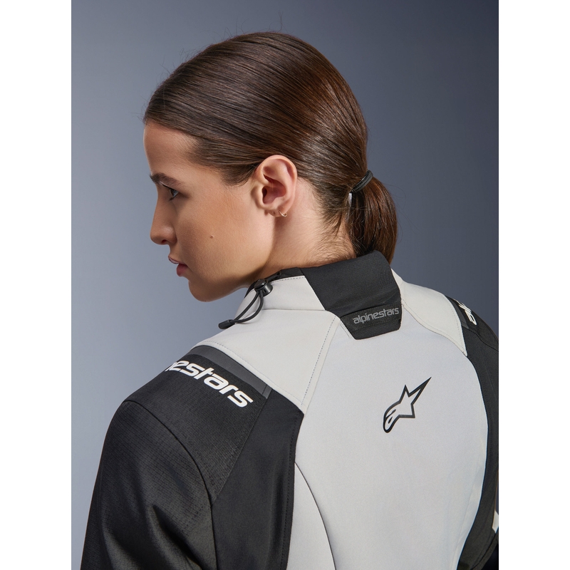 Chaqueta de moto Alpinestars Stella Andes V4 Drystar para mujer (gris oscuro, gris claro, negro y amarillo fluorescente)