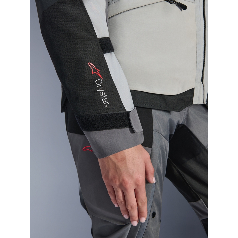 Chaqueta de moto Alpinestars Stella Andes V4 Drystar para mujer (gris oscuro, gris claro, negro y amarillo fluorescente)