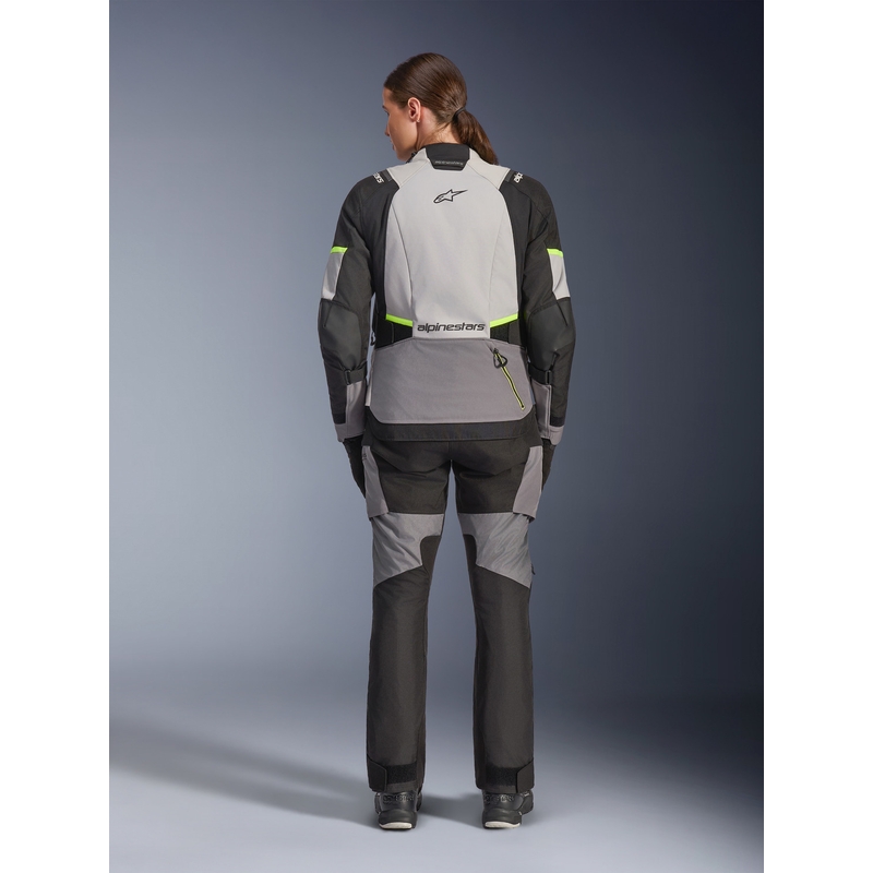 Chaqueta de moto Alpinestars Stella Andes V4 Drystar para mujer (gris oscuro, gris claro, negro y amarillo fluorescente)