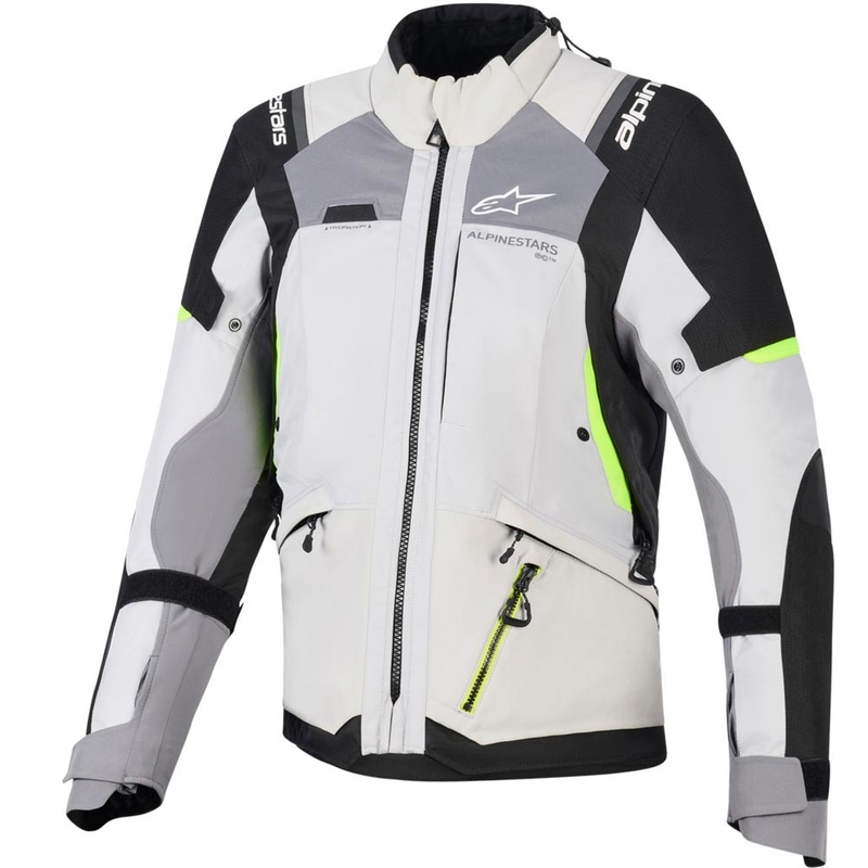 Chaqueta de moto Alpinestars Stella Andes V4 Drystar para mujer (gris oscuro, gris claro, negro y amarillo fluorescente)