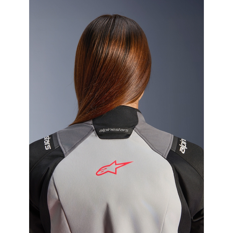 Chaqueta de moto Alpinestars Stella Andes V4 Drystar para mujer (gris oscuro, gris claro, negro y rojo)