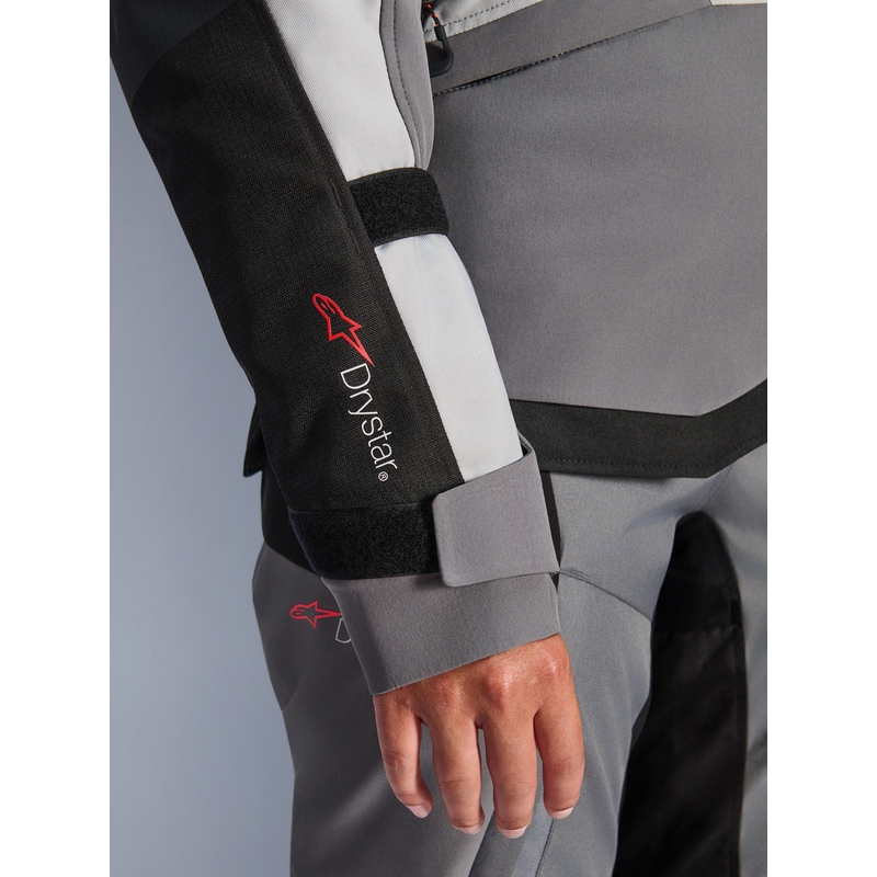 Chaqueta de moto Alpinestars Stella Andes V4 Drystar para mujer (gris oscuro, gris claro, negro y rojo)