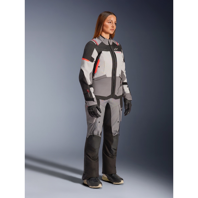Chaqueta de moto Alpinestars Stella Andes V4 Drystar para mujer (gris oscuro, gris claro, negro y rojo)
