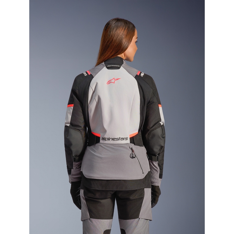 Chaqueta de moto Alpinestars Stella Andes V4 Drystar para mujer (gris oscuro, gris claro, negro y rojo)