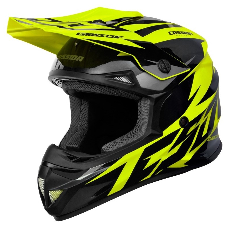 Casco de motocross Cassida Cross Cup Two negro-gris-amarillo fluo