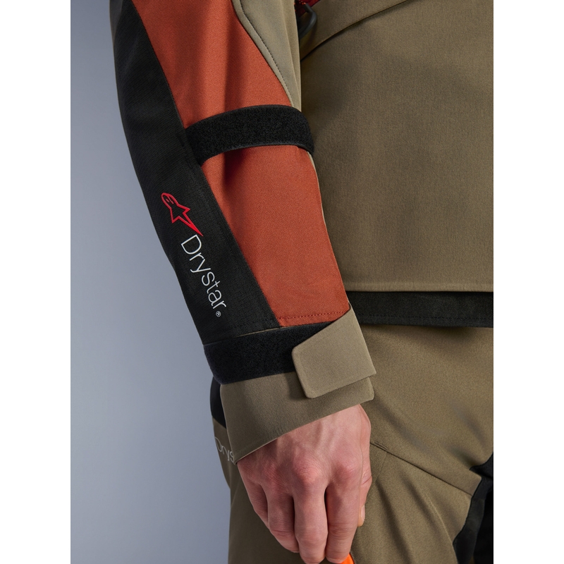 Chaqueta de moto Alpinestars Andes V4 Drystar marrón claro-naranja oscuro-negro