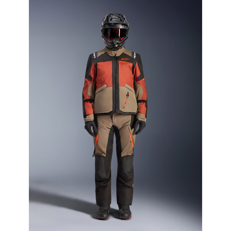 Chaqueta de moto Alpinestars Andes V4 Drystar marrón claro-naranja oscuro-negro