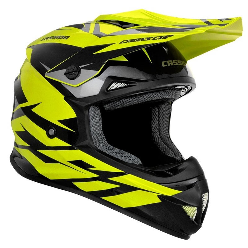 Casco de motocross Cassida Cross Cup Two negro-gris-amarillo fluo