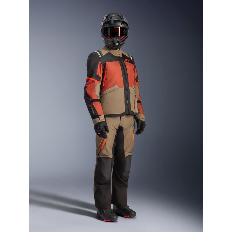 Chaqueta de moto Alpinestars Andes V4 Drystar marrón claro-naranja oscuro-negro