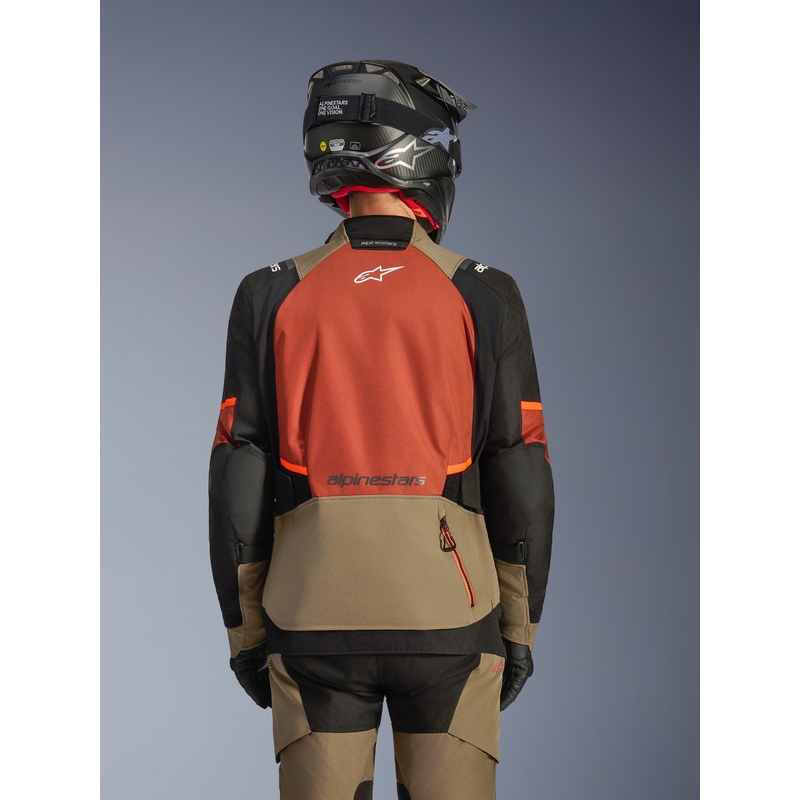 Chaqueta de moto Alpinestars Andes V4 Drystar marrón claro-naranja oscuro-negro