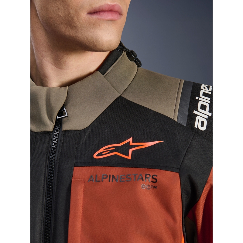 Chaqueta de moto Alpinestars Andes V4 Drystar marrón claro-naranja oscuro-negro