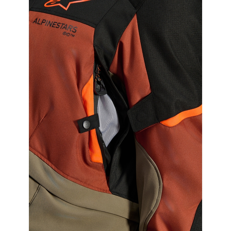 Chaqueta de moto Alpinestars Andes V4 Drystar marrón claro-naranja oscuro-negro