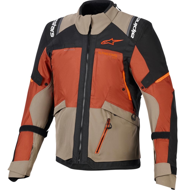 Chaqueta de moto Alpinestars Andes V4 Drystar marrón claro-naranja oscuro-negro