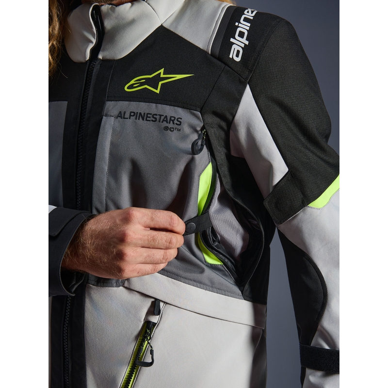 Chaqueta de moto Alpinestars Andes V4 Drystar Gris oscuro-Gris claro-Negro-Amarillo fluorescente
